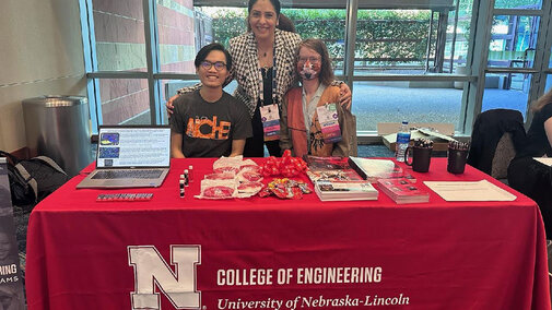 Dr. Bavarian, Tung and Alyssa at the 2022 AIChE Convention.